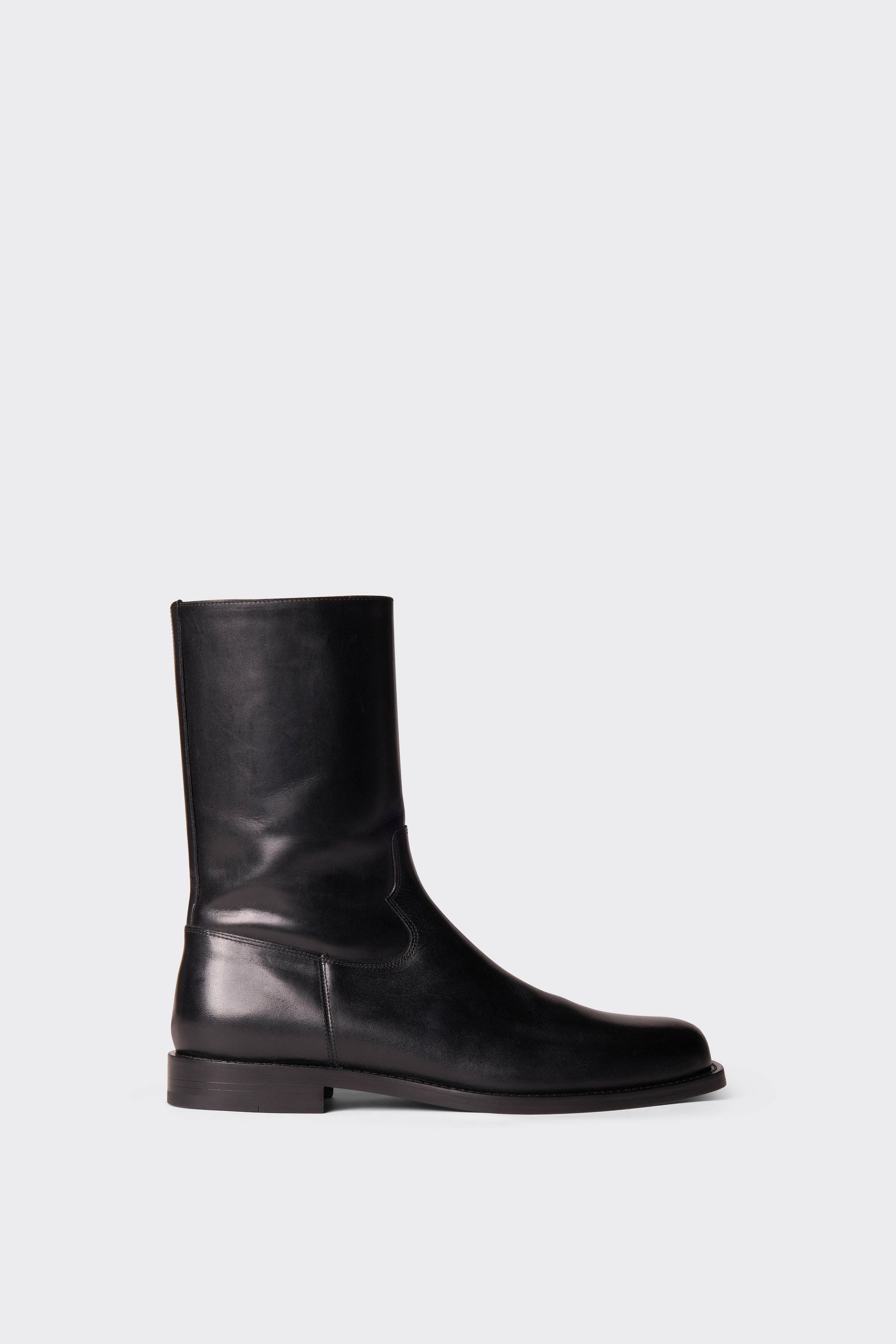 Black Leather Zip-Up Boots