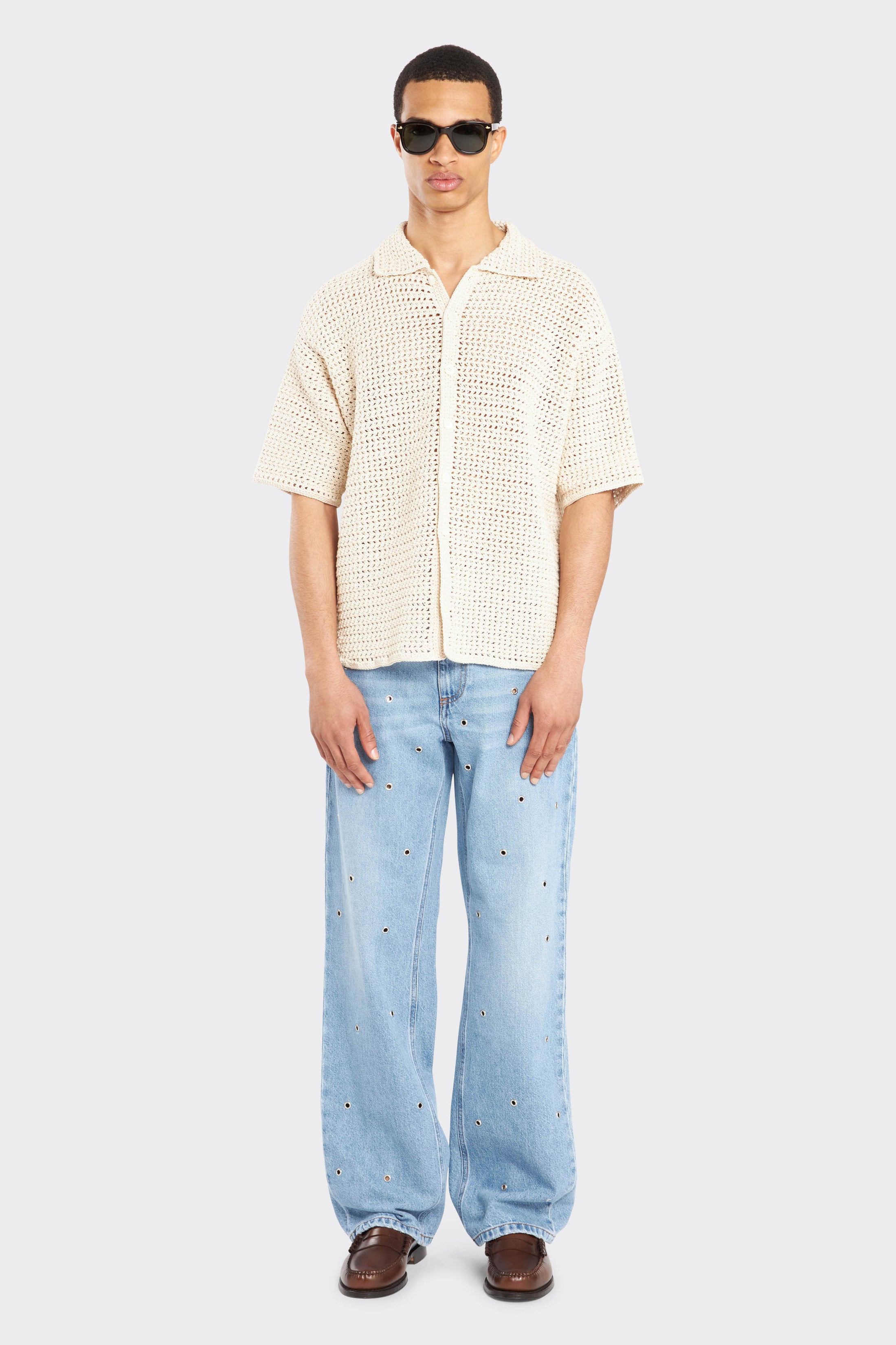 Open-Knit Cotton Shirt