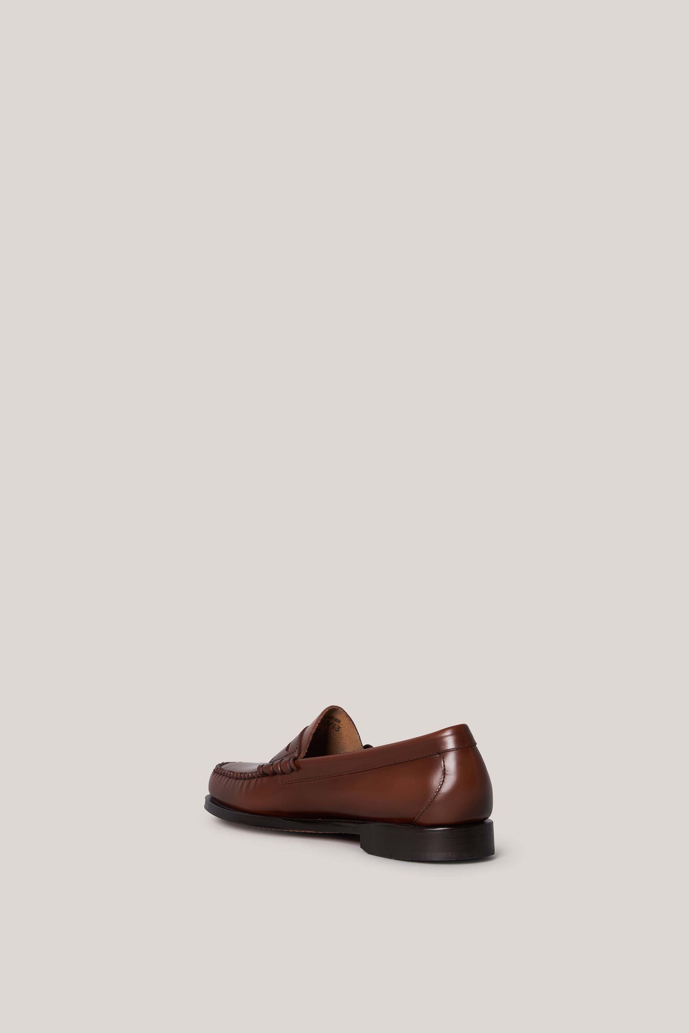 Brown Polished Leather Penny Loafers