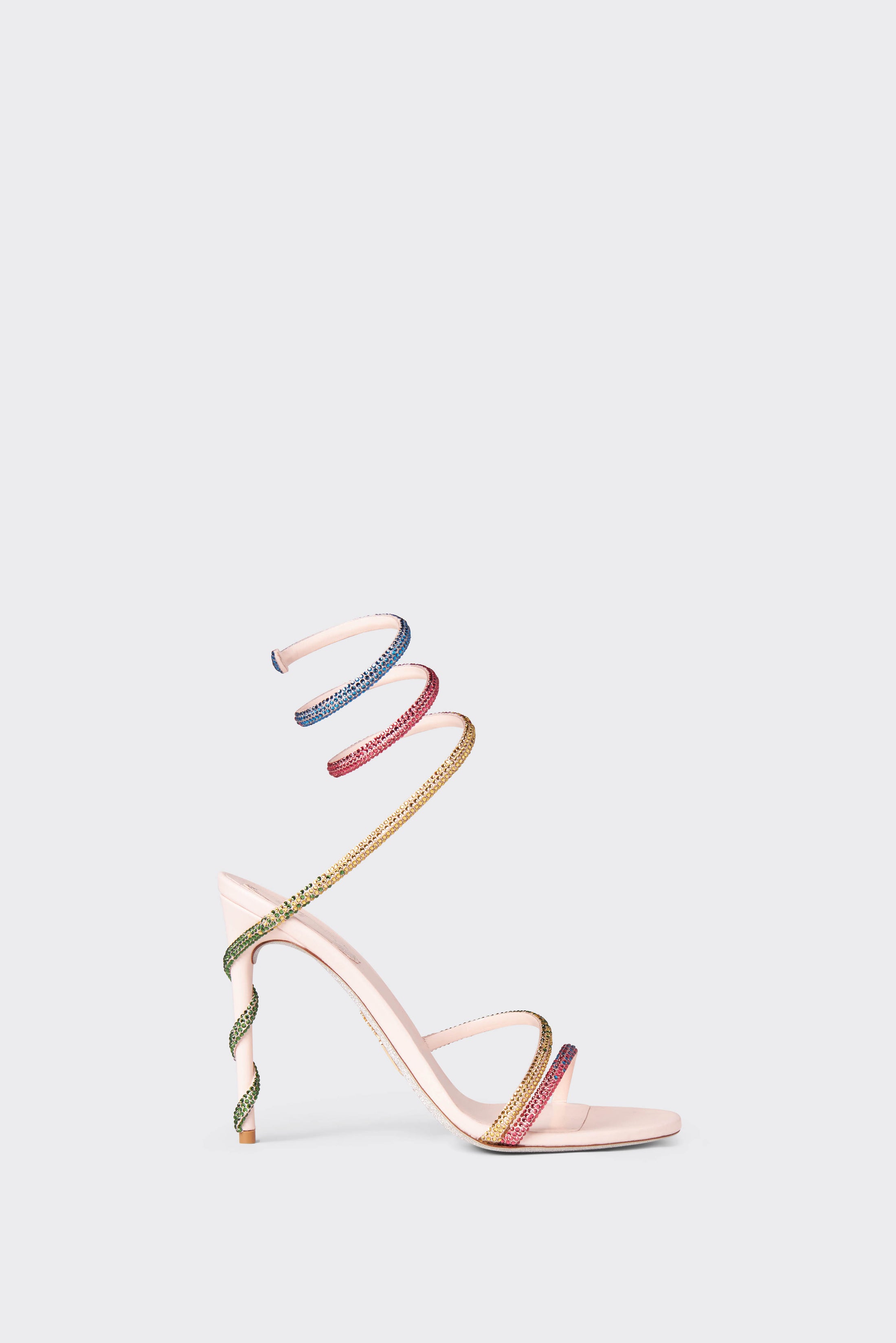 White Margot Sandals with Rainbow Crystals