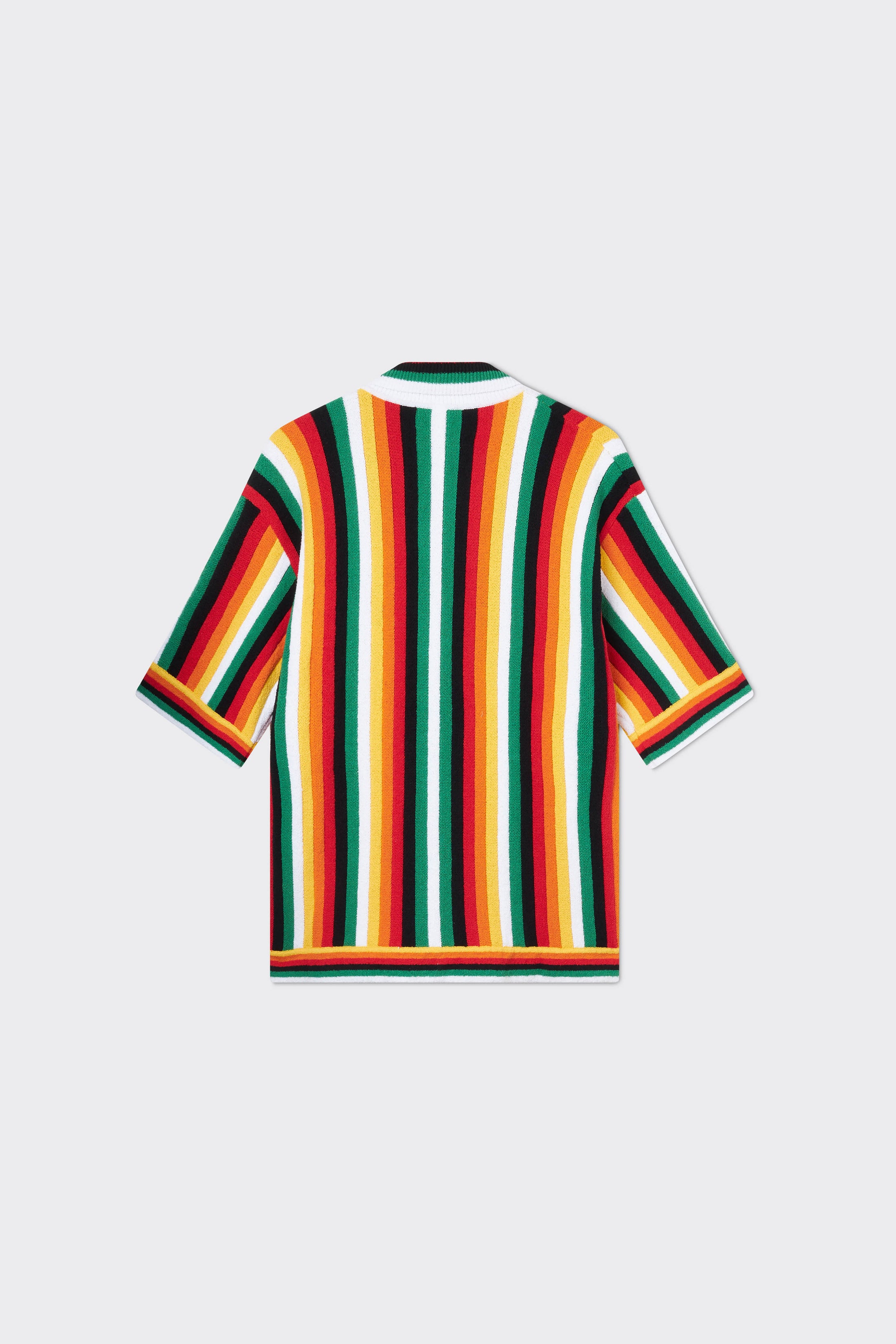 Camp-Collar Logo-Appliquéd Striped Cotton-Blend Terry Shirt