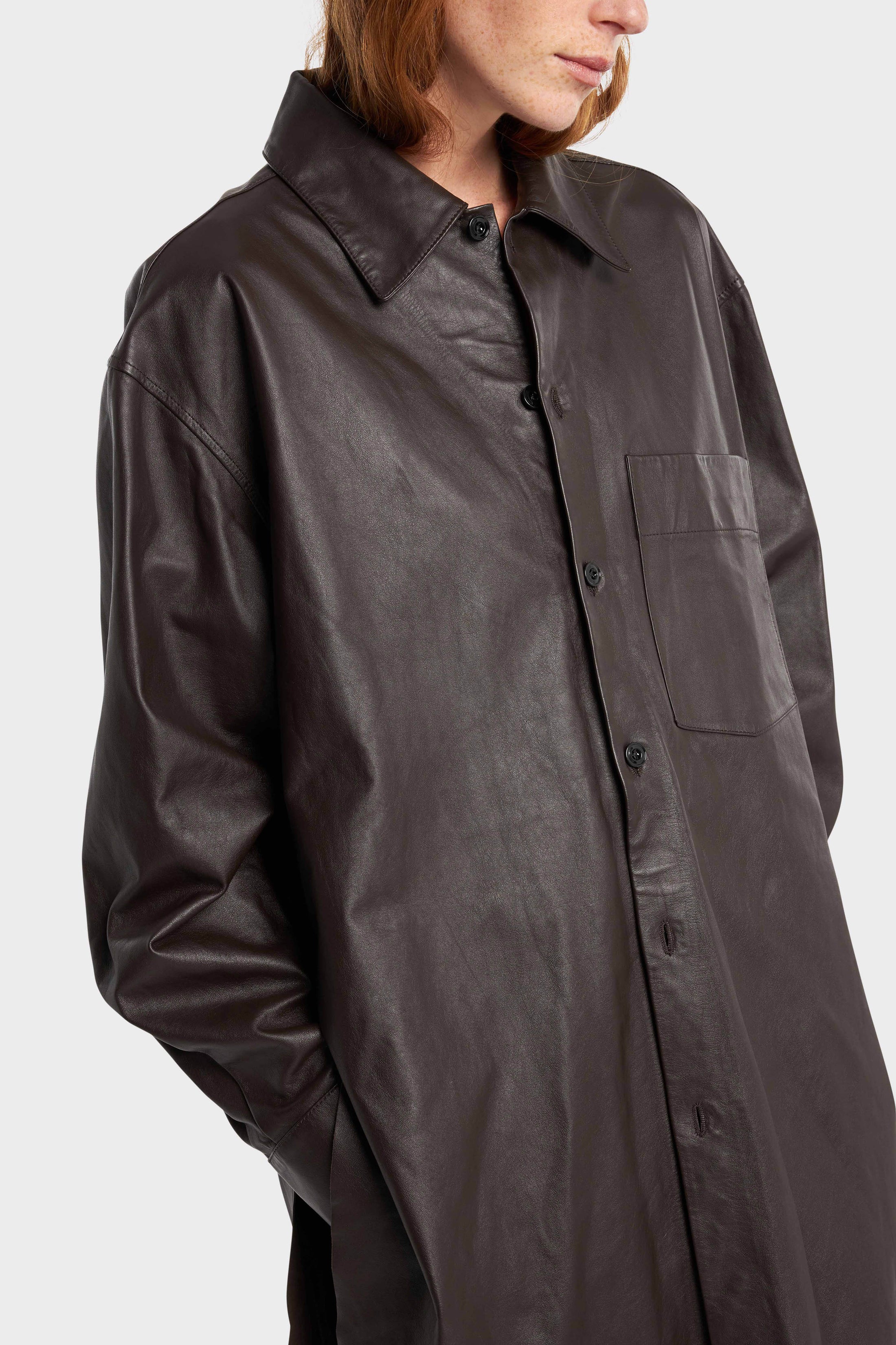 Leather side-slits shirt