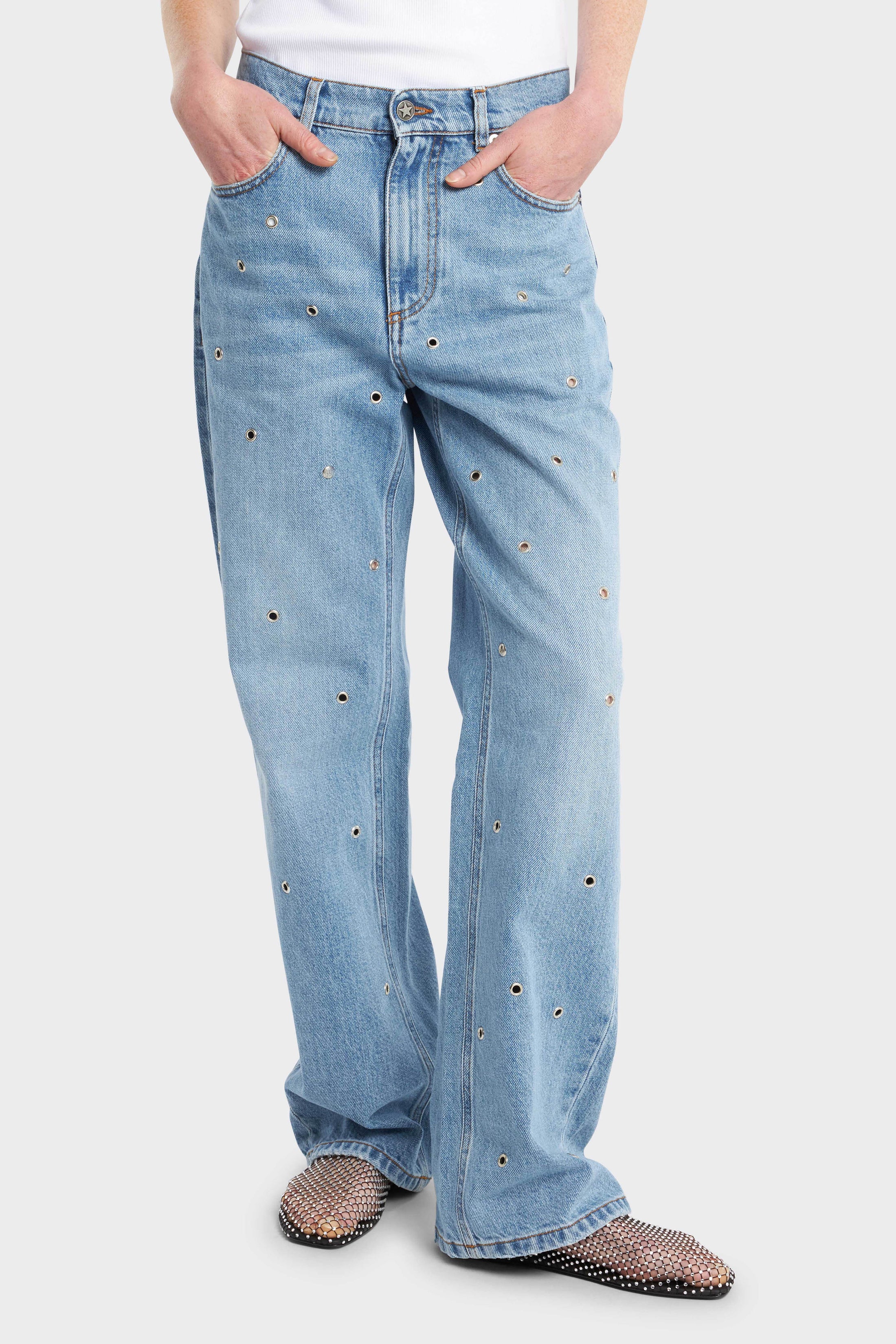 Straight Eyelets Jeans