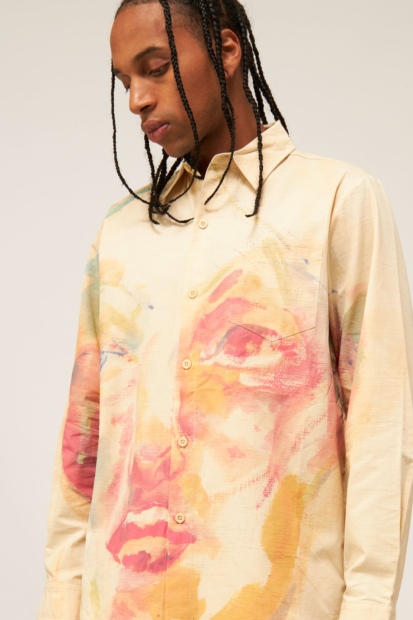 Beige Pink Painted Face Shirt