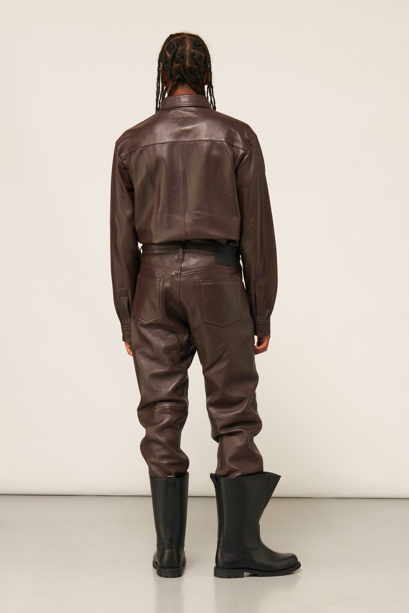 Logo-Patch Leather Trousers