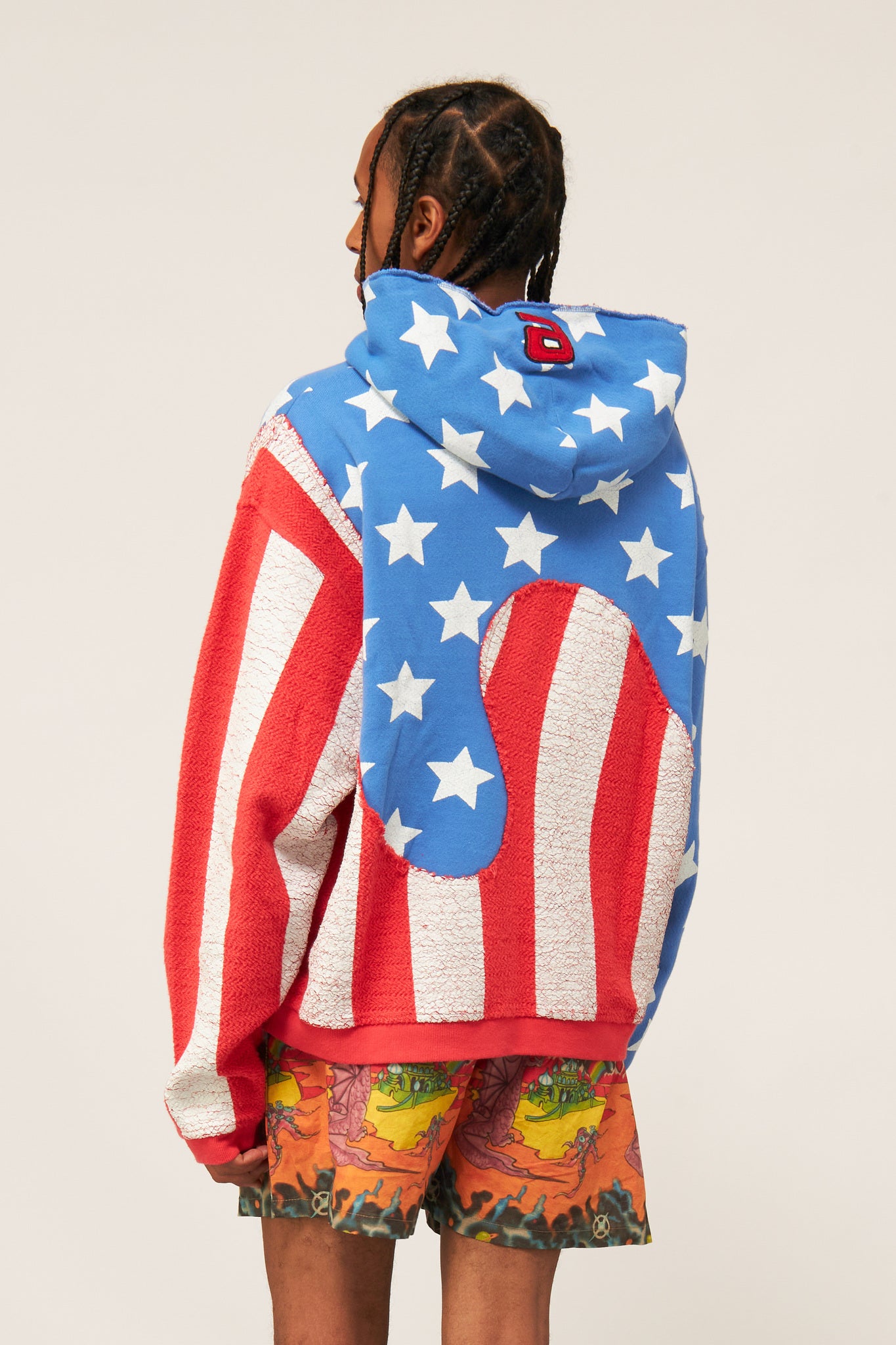 Multicolor Stars And Stripes Swirl Hoodie