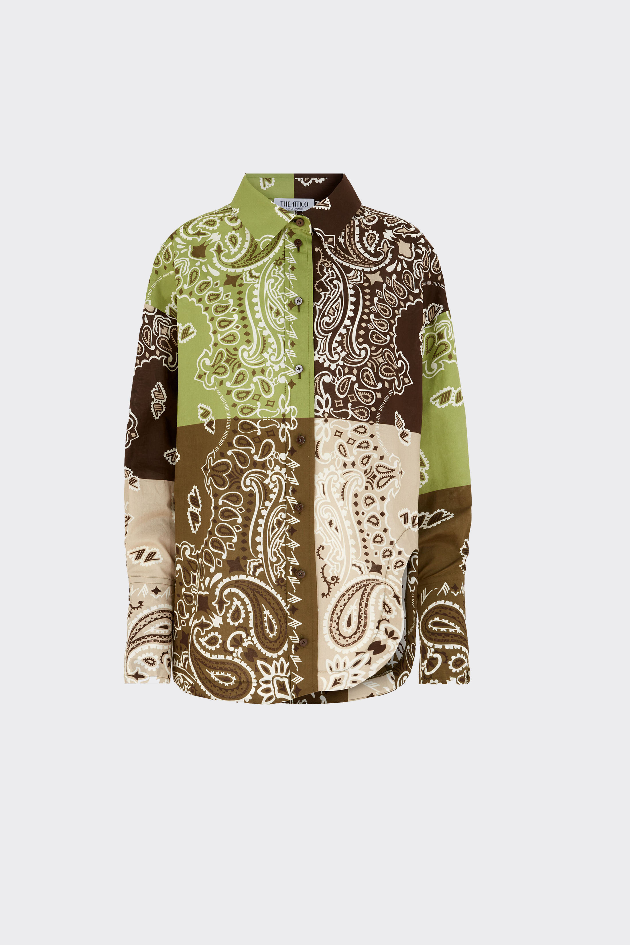Multicolor Green/Brown and Beige Shirt